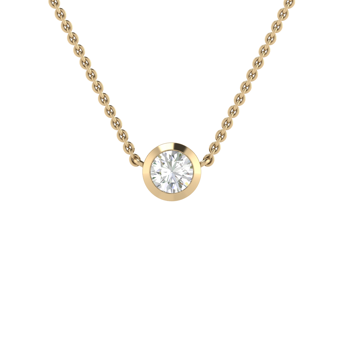 Yellow Gold Bezel Necklace | Diamond Necklace Online