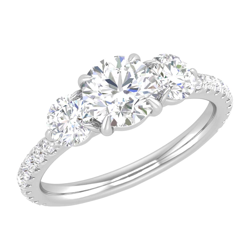 Luscious Three Stone Diamond Engagement Ring | Radiant Bay
